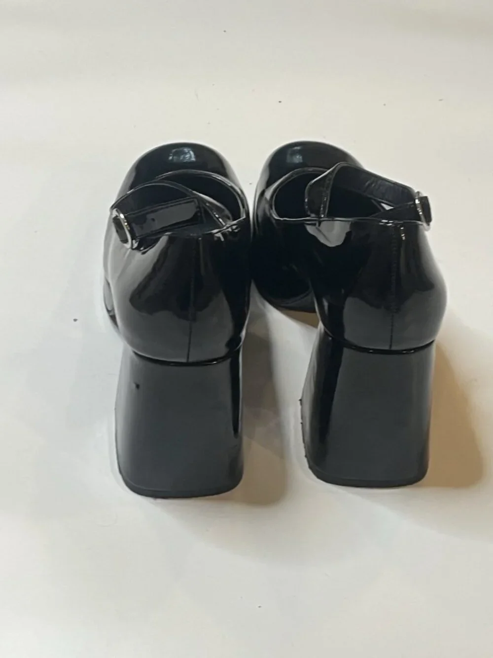 Steve Madden Tiffany Black Platform Patent Leather Mary Janes Sz 9 Chunky Goth